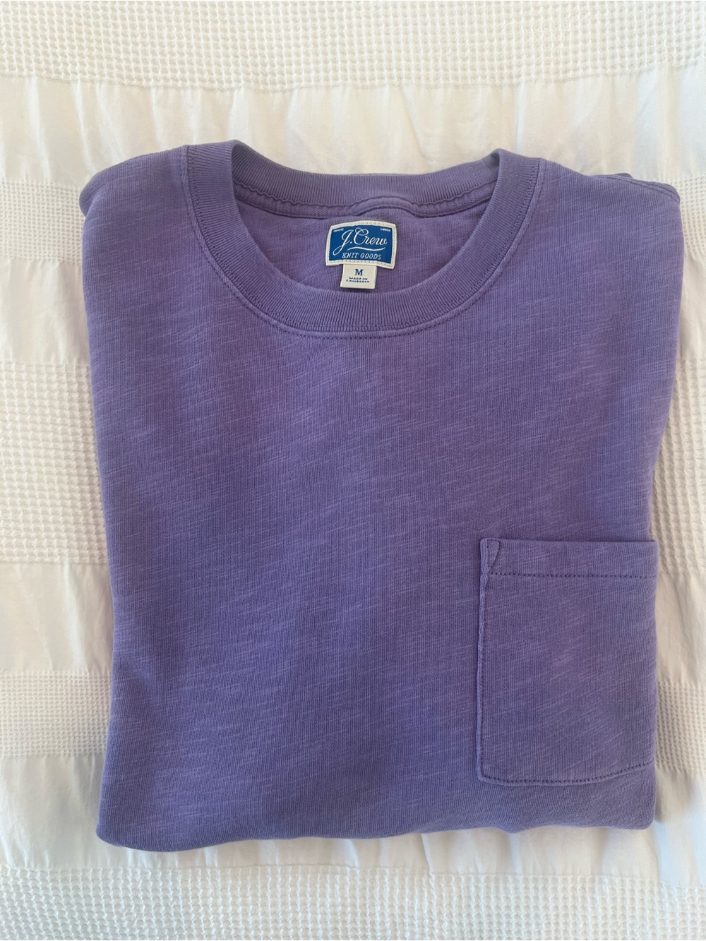 J.Crew Men’s Medium Garment-Dyed Pocket Crewneck Sweatshirt in Lavender